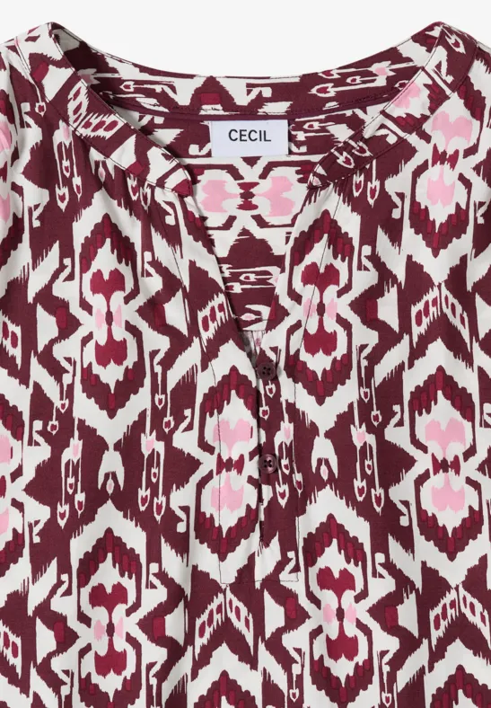 Cecil Damen 3/4-Arm Bluse mit grafischem Muster in Rot, Gr: 3XL