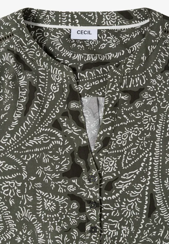 Cecil Damen Kurzarm Bluse mit Paisley Print in Grün, Gr: 3XL