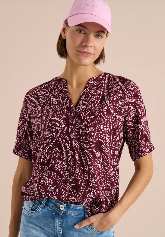 Cecil Damen Kurzarm Bluse mit Paisley Print in Rot, Gr: 3XL