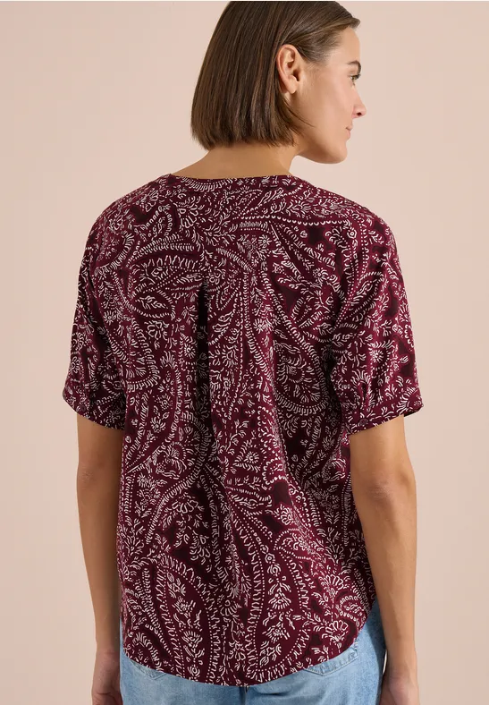 Cecil Damen Kurzarm Bluse mit Paisley Print in Rot, Gr: 3XL