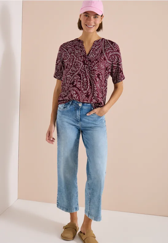 Cecil Damen Kurzarm Bluse mit Paisley Print in Rot, Gr: 3XL