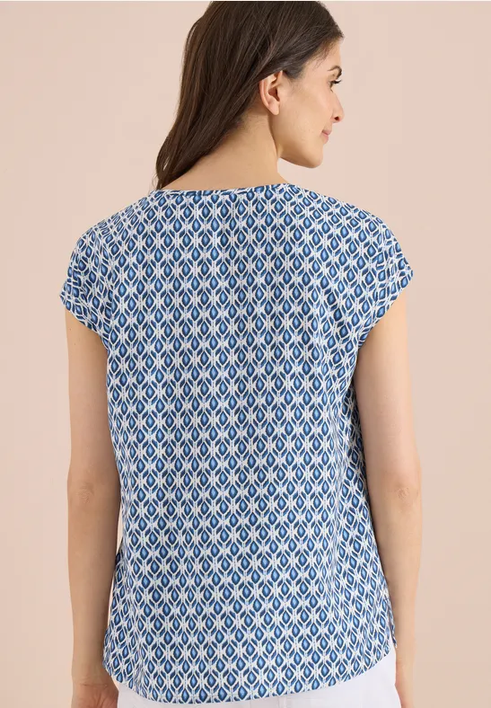 Cecil Damen Dropped Shoulder Bluse mit Rundhals in Blau, Gr: 3XL