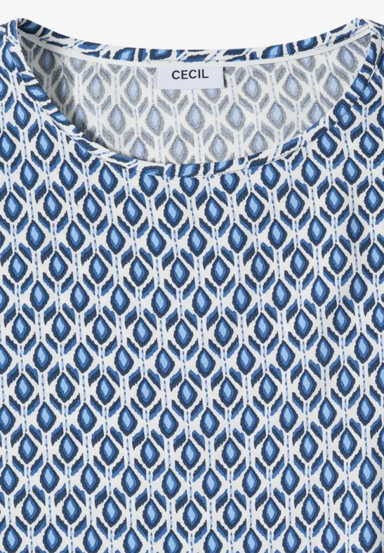 Cecil Damen Dropped Shoulder Bluse mit Rundhals in Blau, Gr: 3XL
