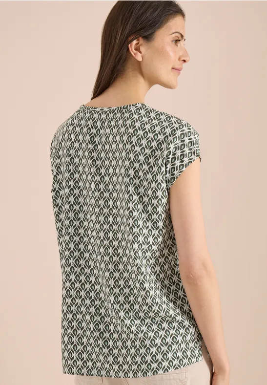 Cecil Damen Dropped Shoulder Bluse mit Rundhals in Grün, Gr: 3XL