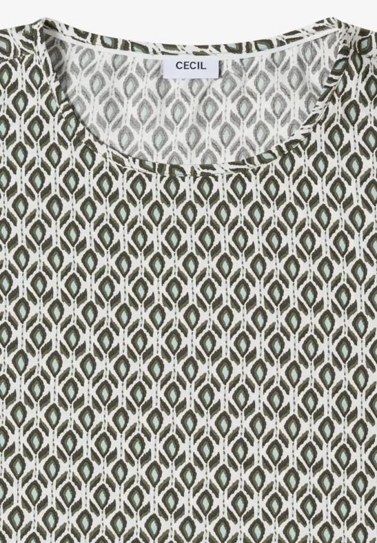 Cecil Damen Dropped Shoulder Bluse mit Rundhals in Grün, Gr: 3XL