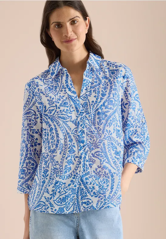 Cecil Damen 3/4-Arm Bluse in langer Passform in Weiß, Gr: 3XL