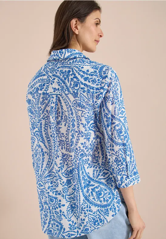 Cecil Damen 3/4-Arm Bluse in langer Passform in Weiß, Gr: 3XL