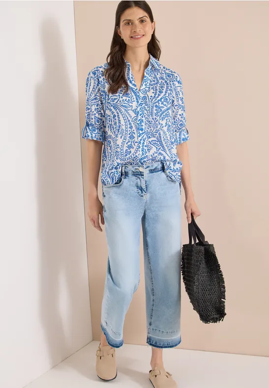 Cecil Damen 3/4-Arm Bluse in langer Passform in Weiß, Gr: 3XL