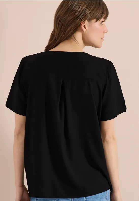 Cecil Damen Blusenshirt mit V-Neck und Knoten in Schwarz, Gr: XL