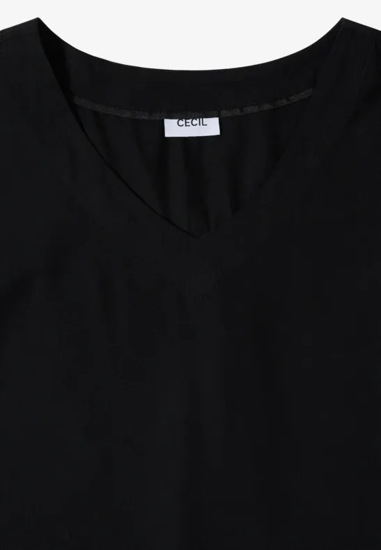 Cecil Damen Blusenshirt mit V-Neck und Knoten in Schwarz, Gr: XL