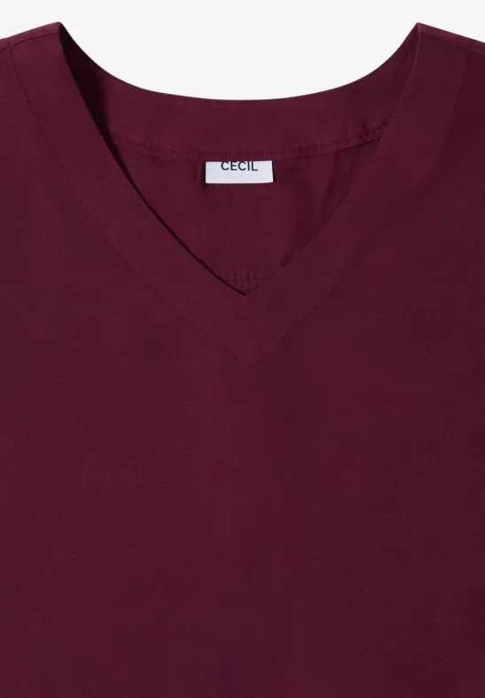 Cecil Damen Blusenshirt mit V-Neck und Knoten in Rot, Gr: XL