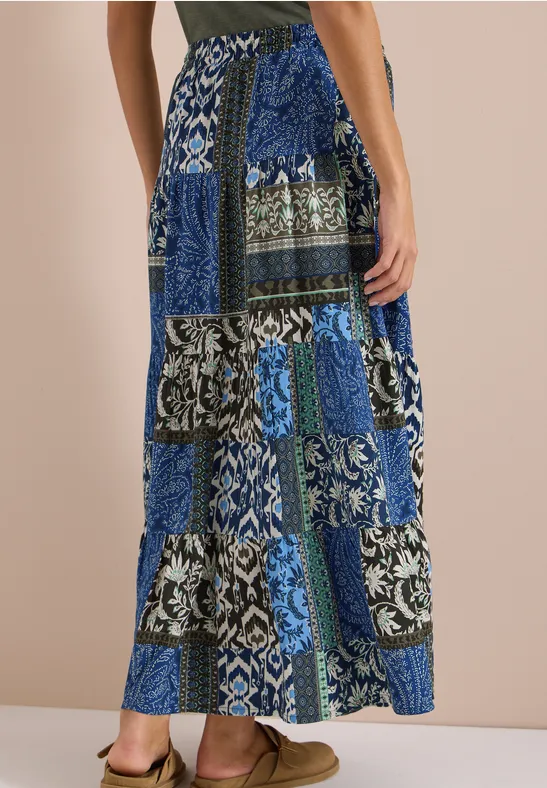 Cecil Damen Maxi-Rock mit grafischem Muster in Blau, Gr: 3XL