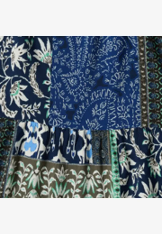 Cecil Damen Maxi-Rock mit grafischem Muster in Blau, Gr: 3XL