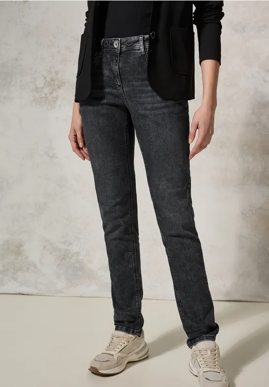 Cecil Damen Jeans mit Details in Schwarz, Gr: 25