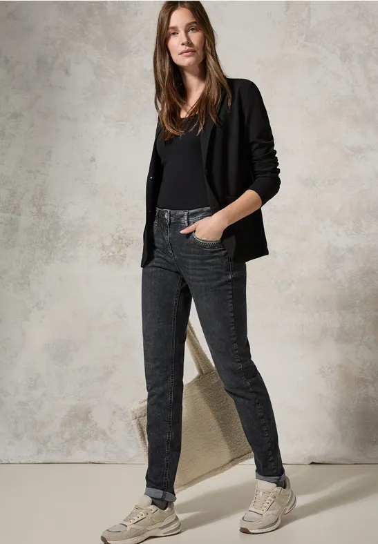 Cecil Damen Jeans mit Details in Schwarz, Gr: 25