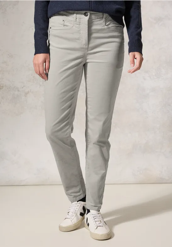 Cecil Damen Hose im Velvet-Look in Grau, Gr: 26