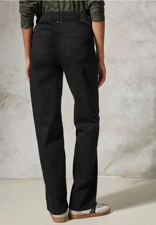 Cecil Damen Wide Leg Jeans in Schwarz, Gr: 25