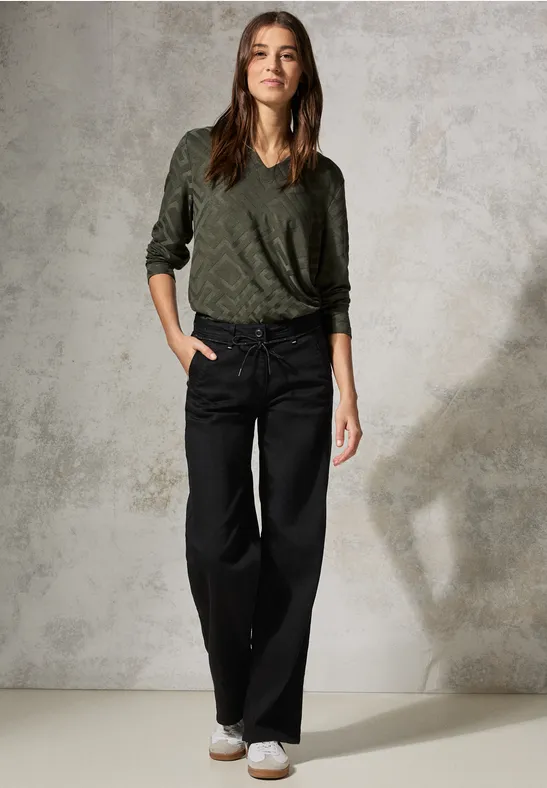 Cecil Damen Wide Leg Jeans in Schwarz, Gr: 25