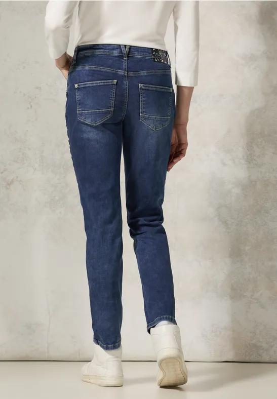Cecil Damen Jeans mit Glitzer-Details in Blau, Gr: 27