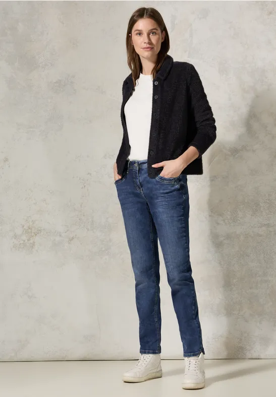 Cecil Damen Jeans mit Glitzer-Details in Blau, Gr: 27