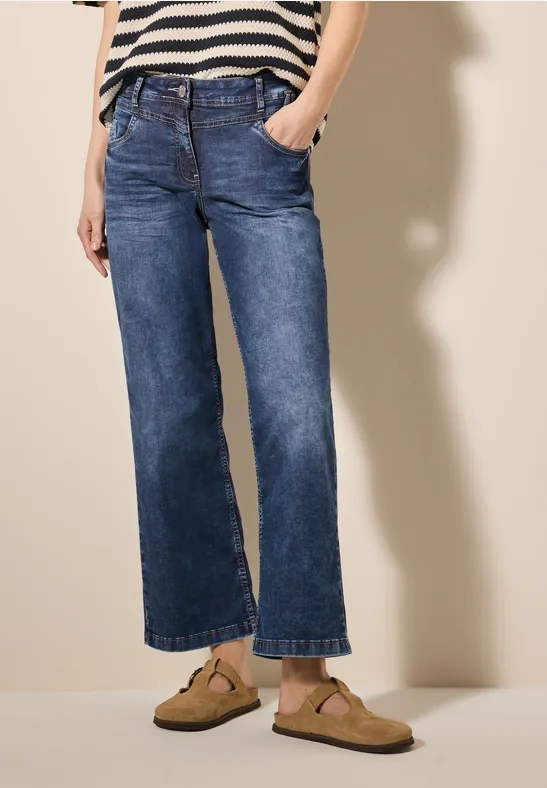 Cecil Damen Wide Leg Jeans in Blau, Gr: 34