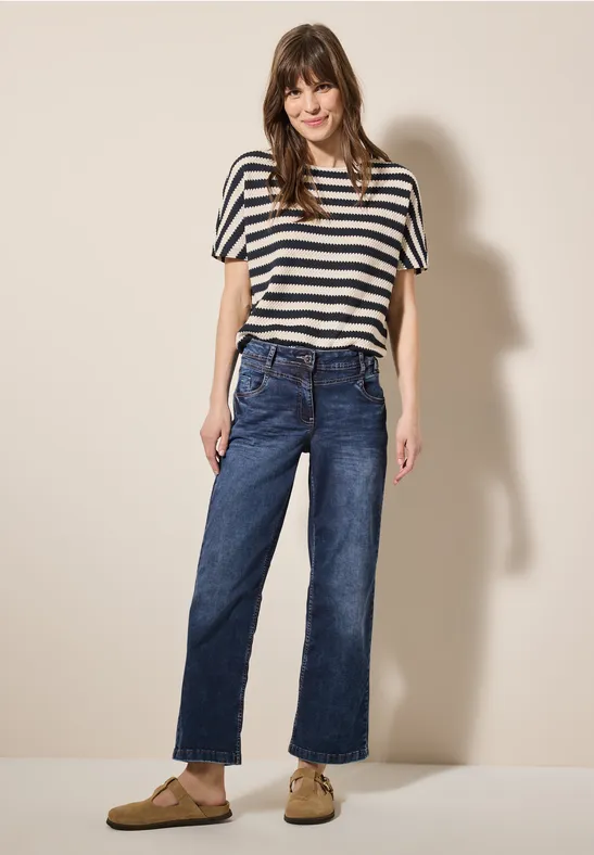 Cecil Damen Wide Leg Jeans in Blau, Gr: 34