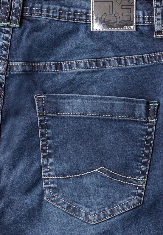 Cecil Damen Wide Leg Jeans in Blau, Gr: 34