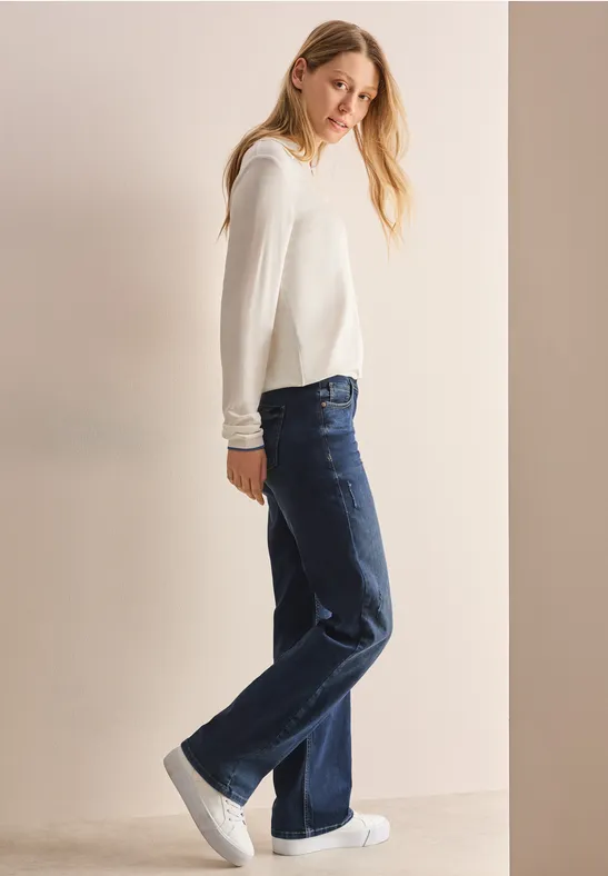 Cecil Damen Wide Leg Jeans in Blau, Gr: 29