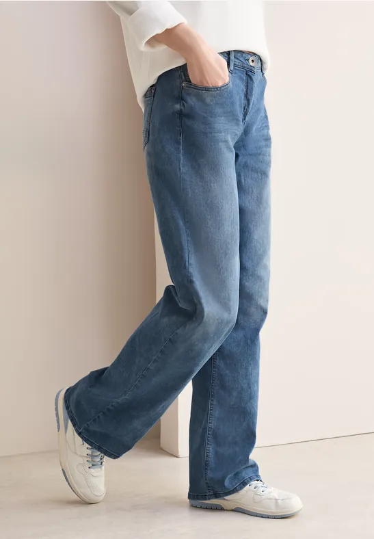 Cecil Damen Wide Leg Jeans in Blau, Gr: 36