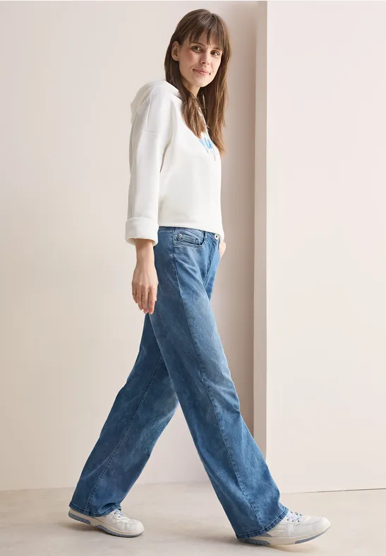 Cecil Damen Wide Leg Jeans in Blau, Gr: 36