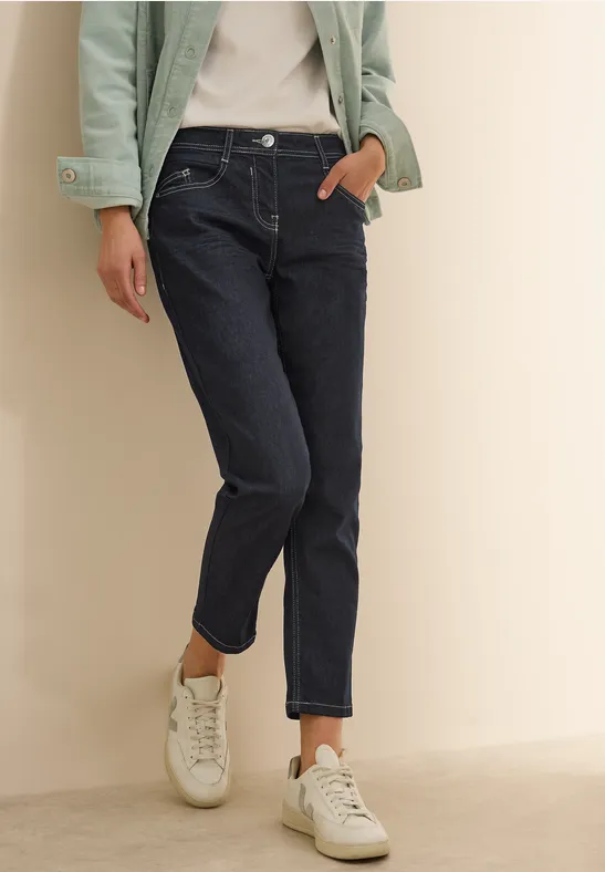 Cecil Damen Rinsed Wash Jeans in Blau, Gr: 36