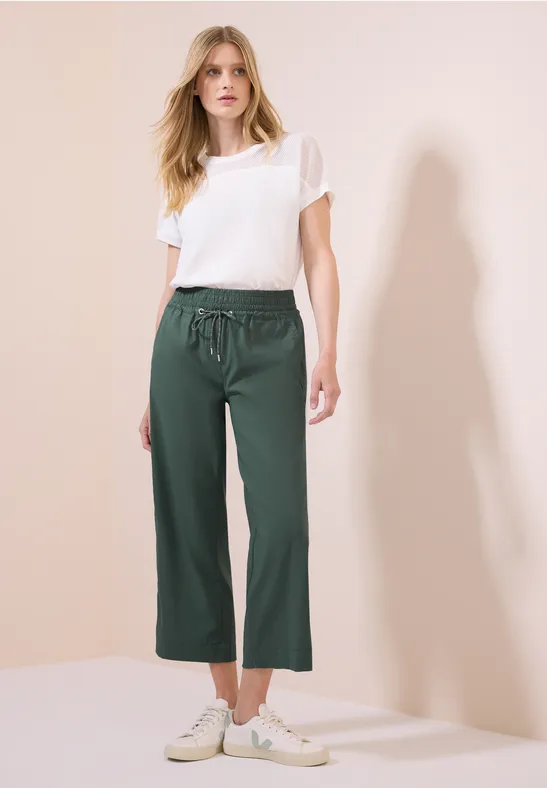 Cecil Damen 7/8 Wide Leg Hose in Grün, Gr: XXL