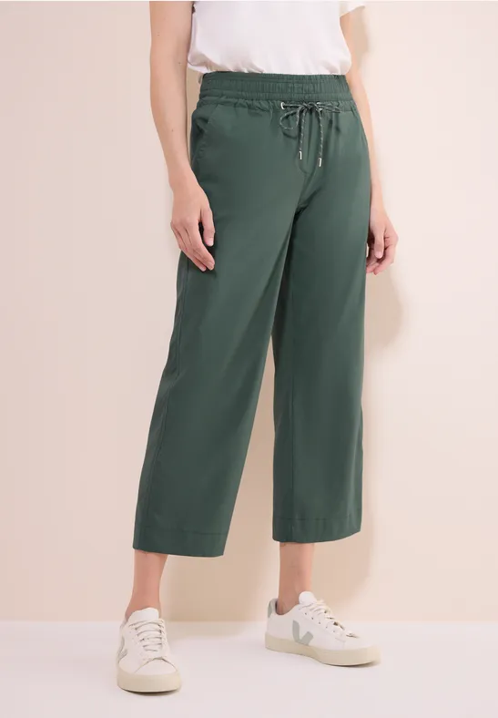 Cecil Damen 7/8 Wide Leg Hose in Grün, Gr: XXL