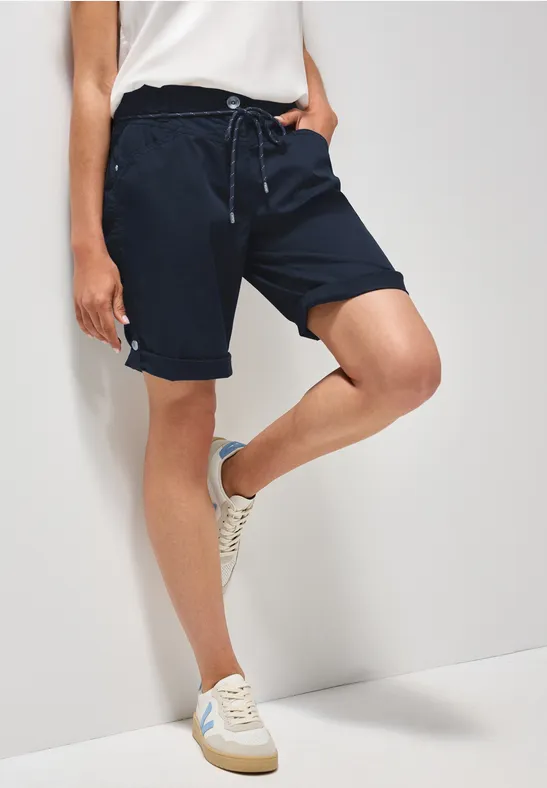 Cecil Damen Shorts mit Tunnelzug in Blau, Gr: 25