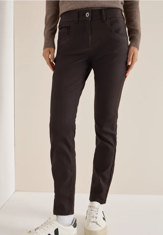 Cecil Damen Hose im Leder-Look in Braun, Gr: 32