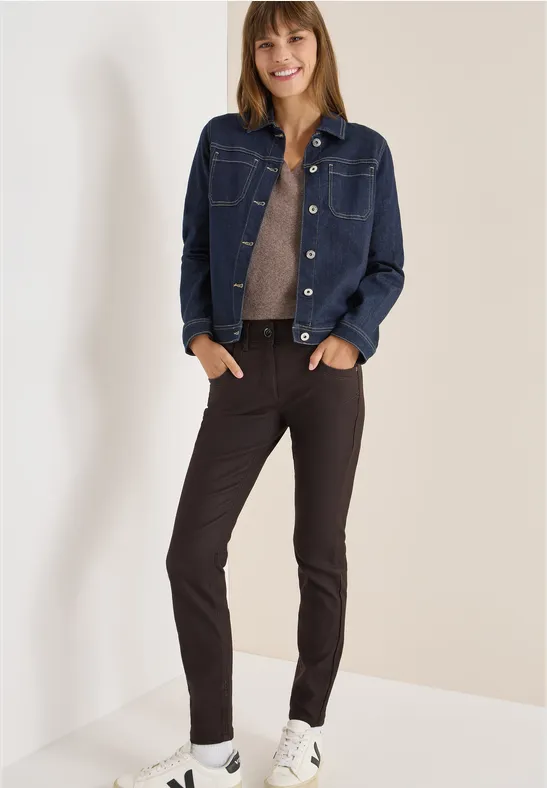 Cecil Damen Hose im Leder-Look in Braun, Gr: 32