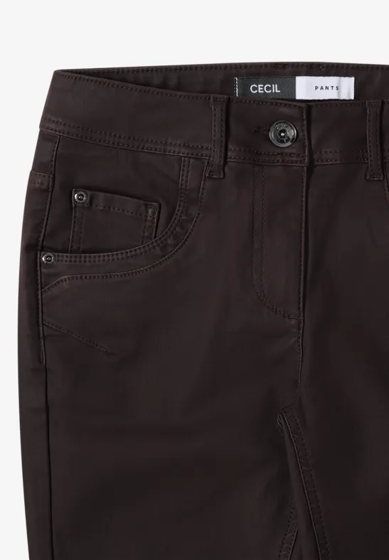 Cecil Damen Hose im Leder-Look in Braun, Gr: 32