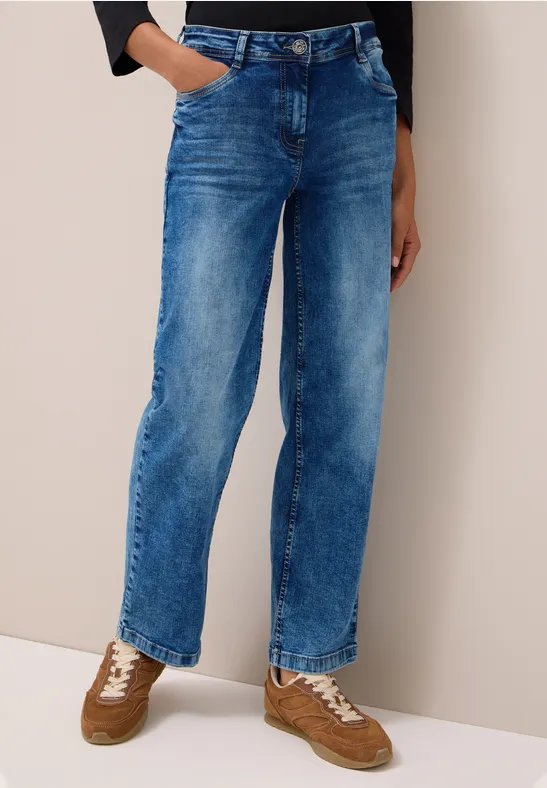 Cecil Damen Wide Leg Jeans in Blau, Gr: 27