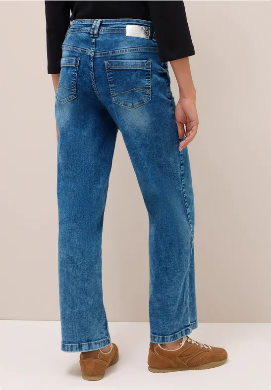 Cecil Damen Wide Leg Jeans in Blau, Gr: 27