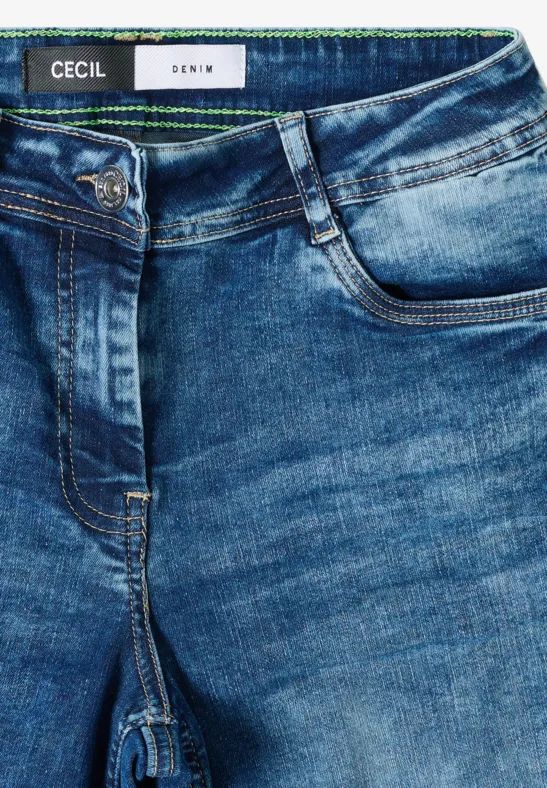 Cecil Damen Wide Leg Jeans in Blau, Gr: 27