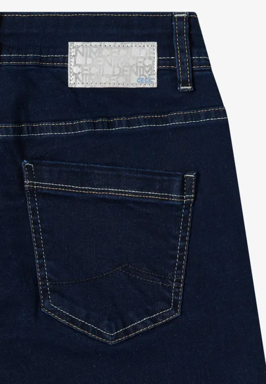 Cecil Damen Wide Leg Rinsed Jeans in Blau, Gr: 29