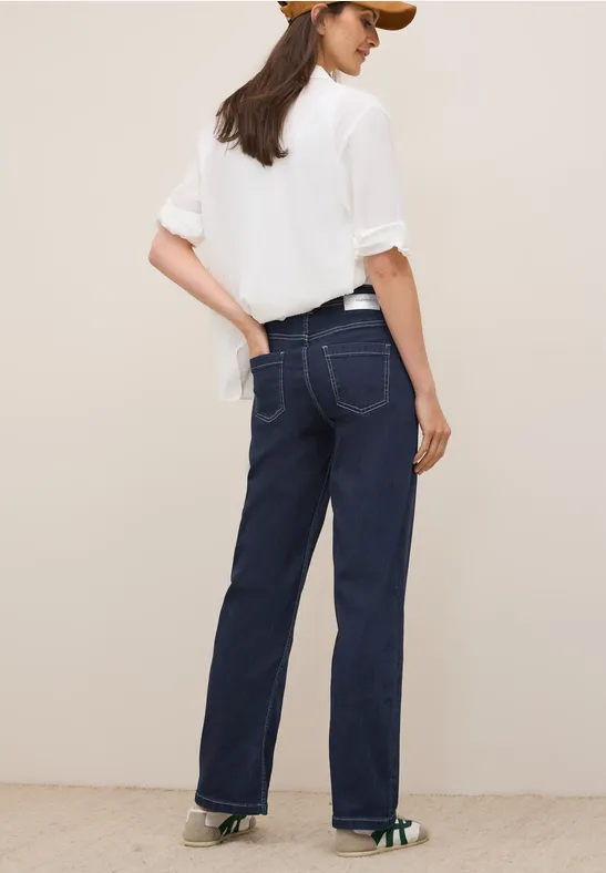 Cecil Damen Rinsed Wide Leg Jeans in Blau, Gr: 29