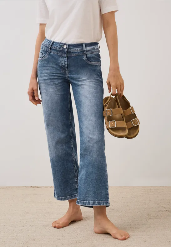 Cecil Damen Wide Leg Jeans in Blau, Gr: 36