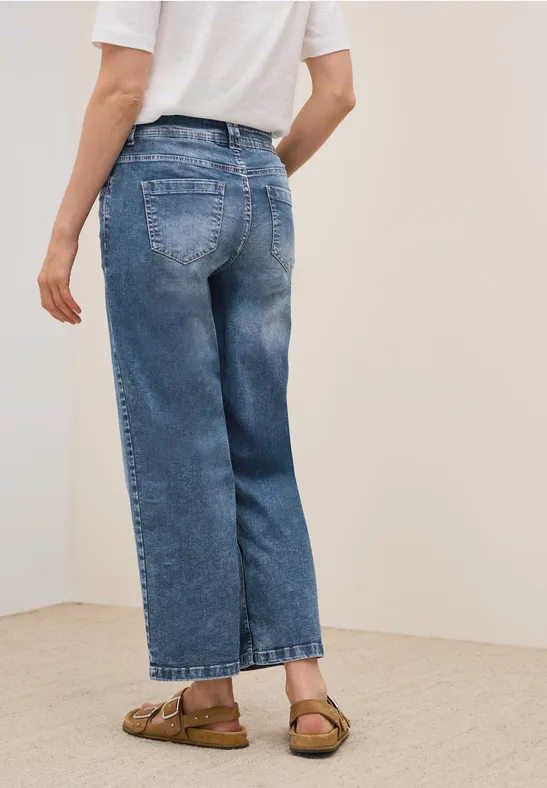 Cecil Damen Wide Leg Jeans in Blau, Gr: 36