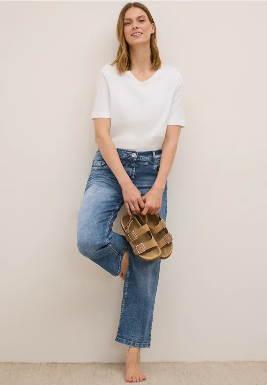 Cecil Damen Wide Leg Jeans in Blau, Gr: 36