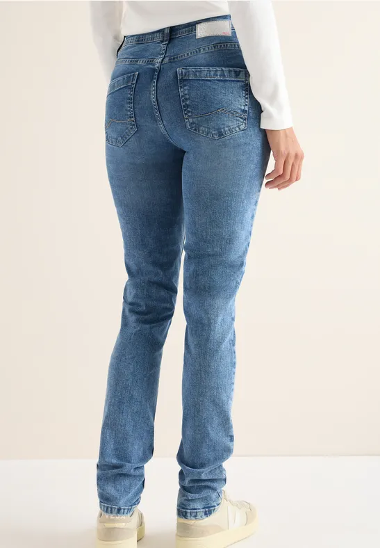 Cecil Damen Slim Fit Jeans in Blau, Gr: 27