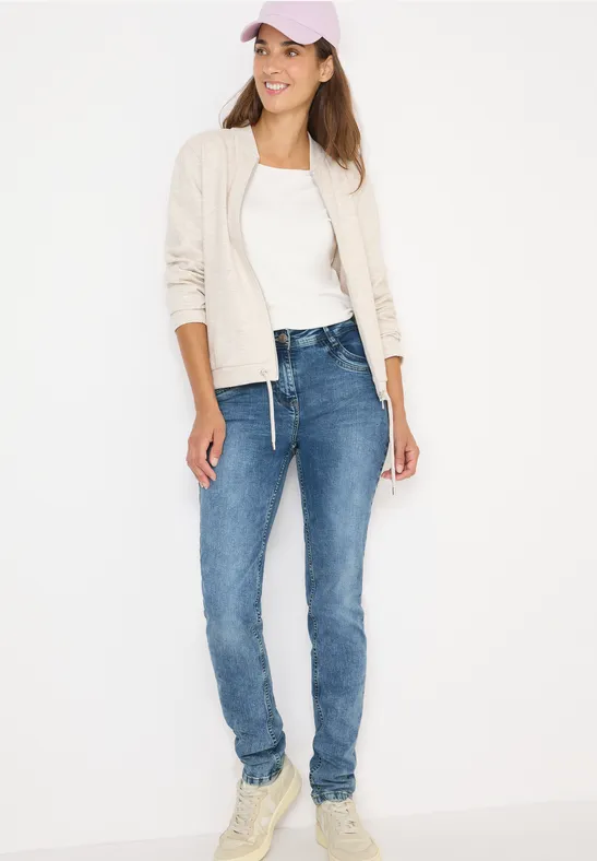 Cecil Damen Slim Fit Jeans in Blau, Gr: 27
