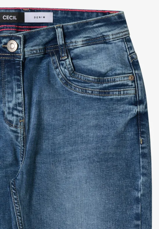 Cecil Damen Slim Fit Jeans in Blau, Gr: 27