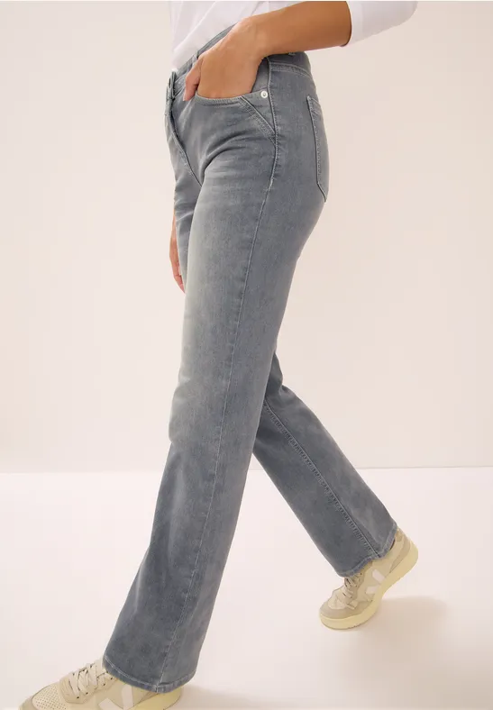 Cecil Damen Bootcut Jeans in Grau, Gr: 34