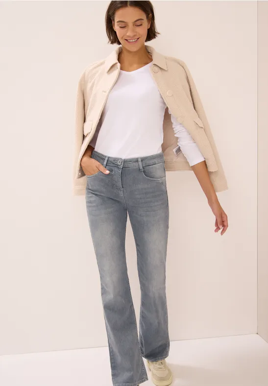 Cecil Damen Bootcut Jeans in Grau, Gr: 34
